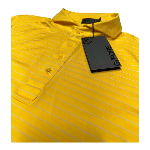 G/Fore Club Striped Tech Polo Size M‎ Slim Fit Golf Polo Flyy Yellow G4MS23K001